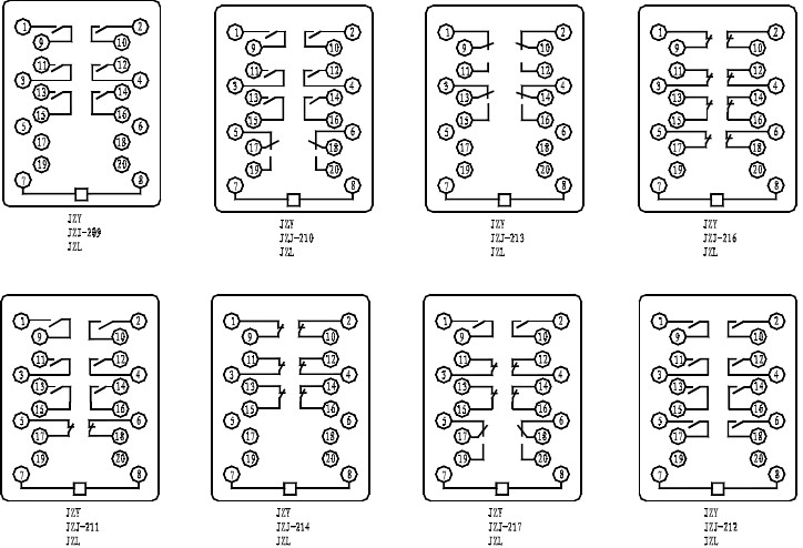 JZJ-216,JZY-216中間繼電器接線圖圖