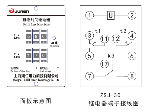 ZSJ-3系列時間繼電器內(nèi)部接線圖