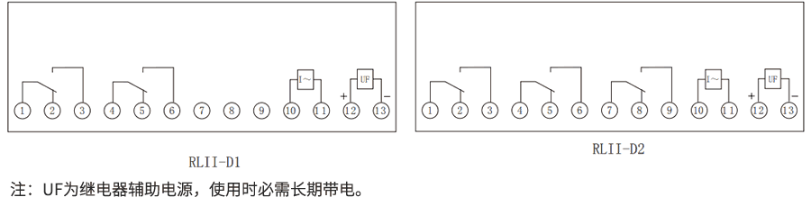 RLII-D系列靜態(tài)電流繼電器內(nèi)部接線(xiàn)圖