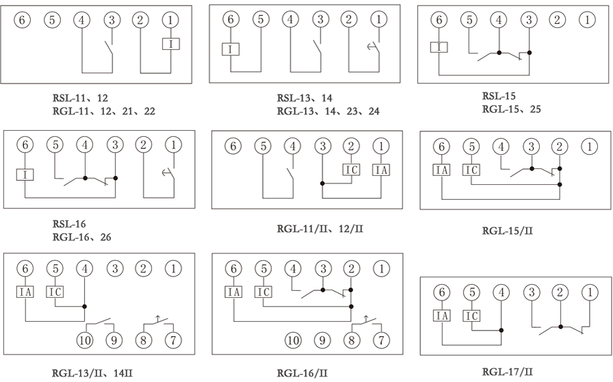 RGL系列過(guò)流繼電器內(nèi)部接線(xiàn)圖