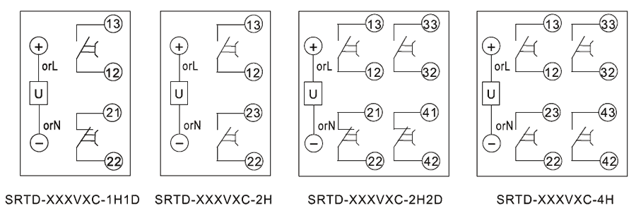 SRTD-220VDC-4H內(nèi)部接線圖