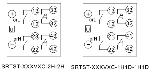 SRTST-110VAC-2H-2H-D內(nèi)部接線圖